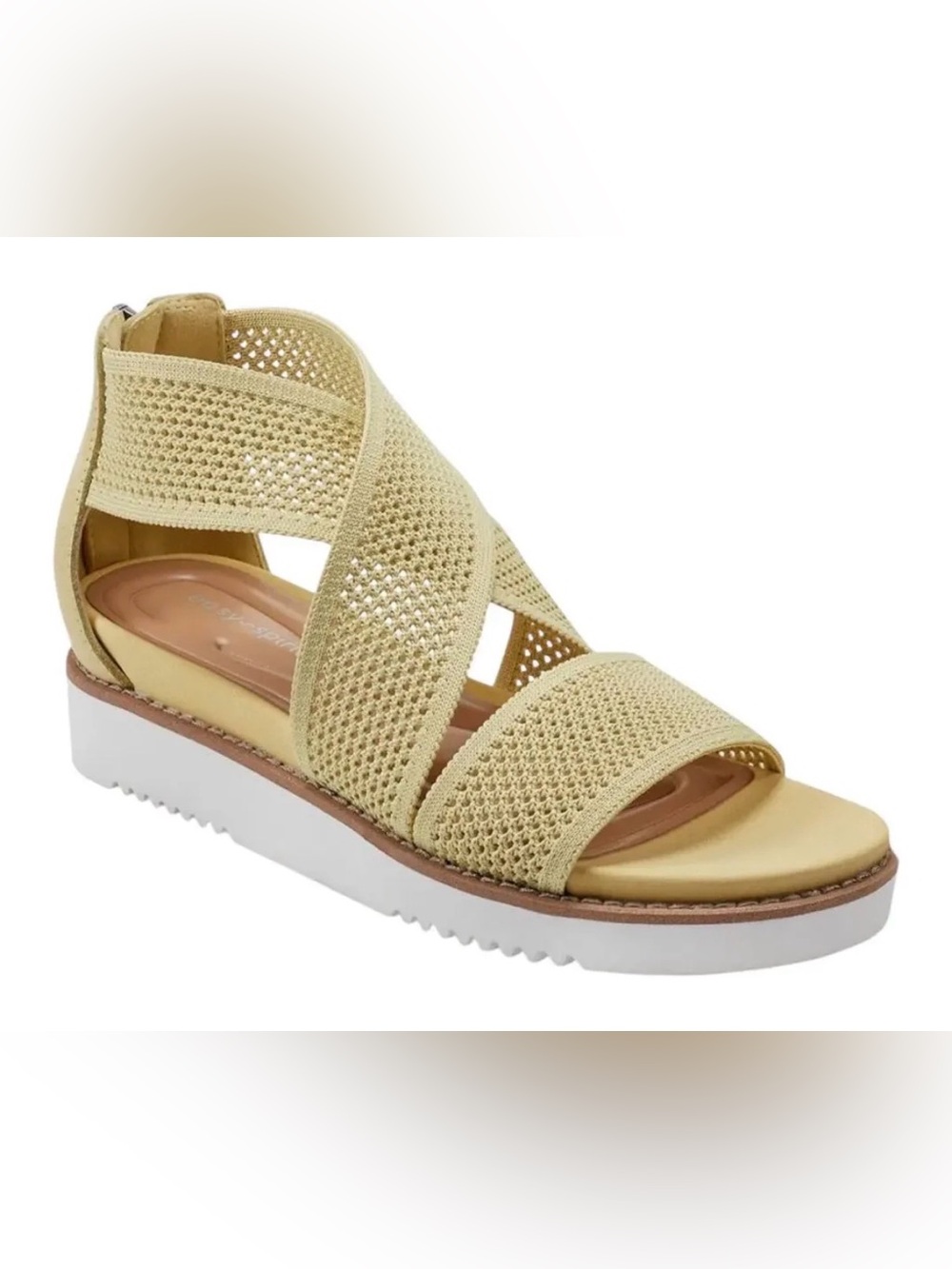 Easy Spirit Wander Woven Crisscross Sandal in Pale Yellow- Size 8 New